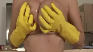 First-Timer Gigantic jugs and rubber gloves