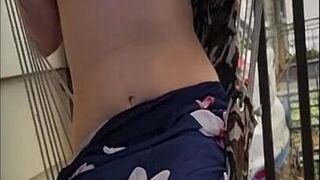  Daughter-In-Law bra-less wagging on a sway after a tub - POV tits