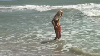  All All-All-Natural Ash-Blonde Mermaid Agnes Goes Bony Dipping On The Beach! - POV tits