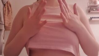  18yo teenager rubs humungous tits - POV tits