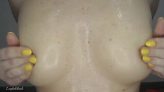  GREASED RUBDOWN Diminutive Melons Close up - POV tits