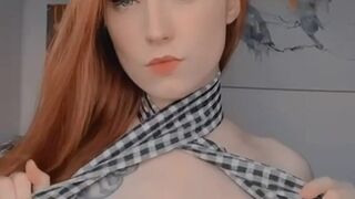 The redheaded model decided to make us happy and demonstrated her rock firm knockers a few times by HarleySpy - Bra-Less TikTok - POV tits