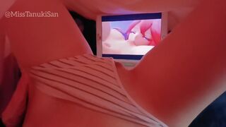  Nude Kawaii Asian boobs touching herself watching lesbian porn hentai wet Pink Pussy family are home - POV tits